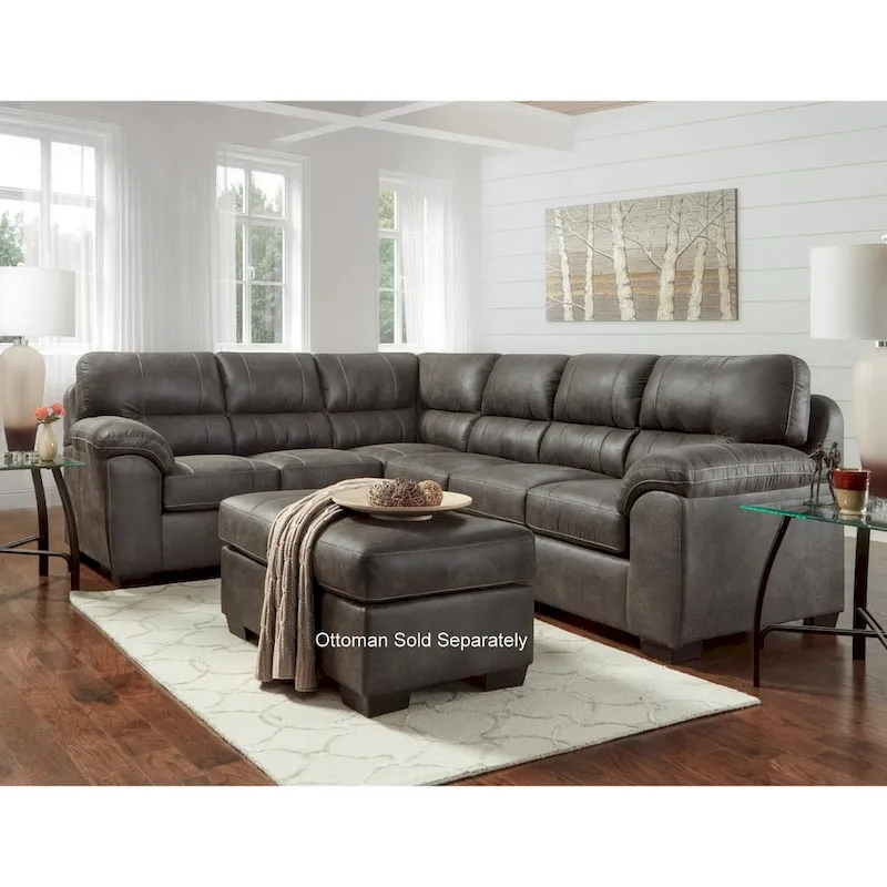 Grey Left-Facing Contemporary Pillow-Top Arm Sectional Sofa, 2-Seat