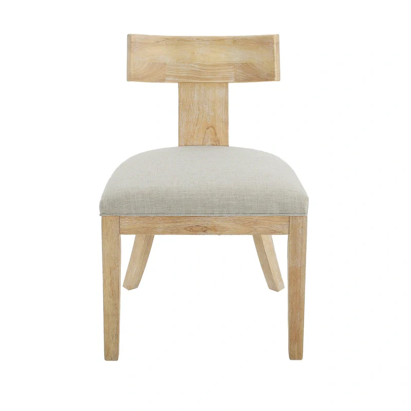 Fescue Fabric and Rubberwood Slat Back Upholstered Dining Chair