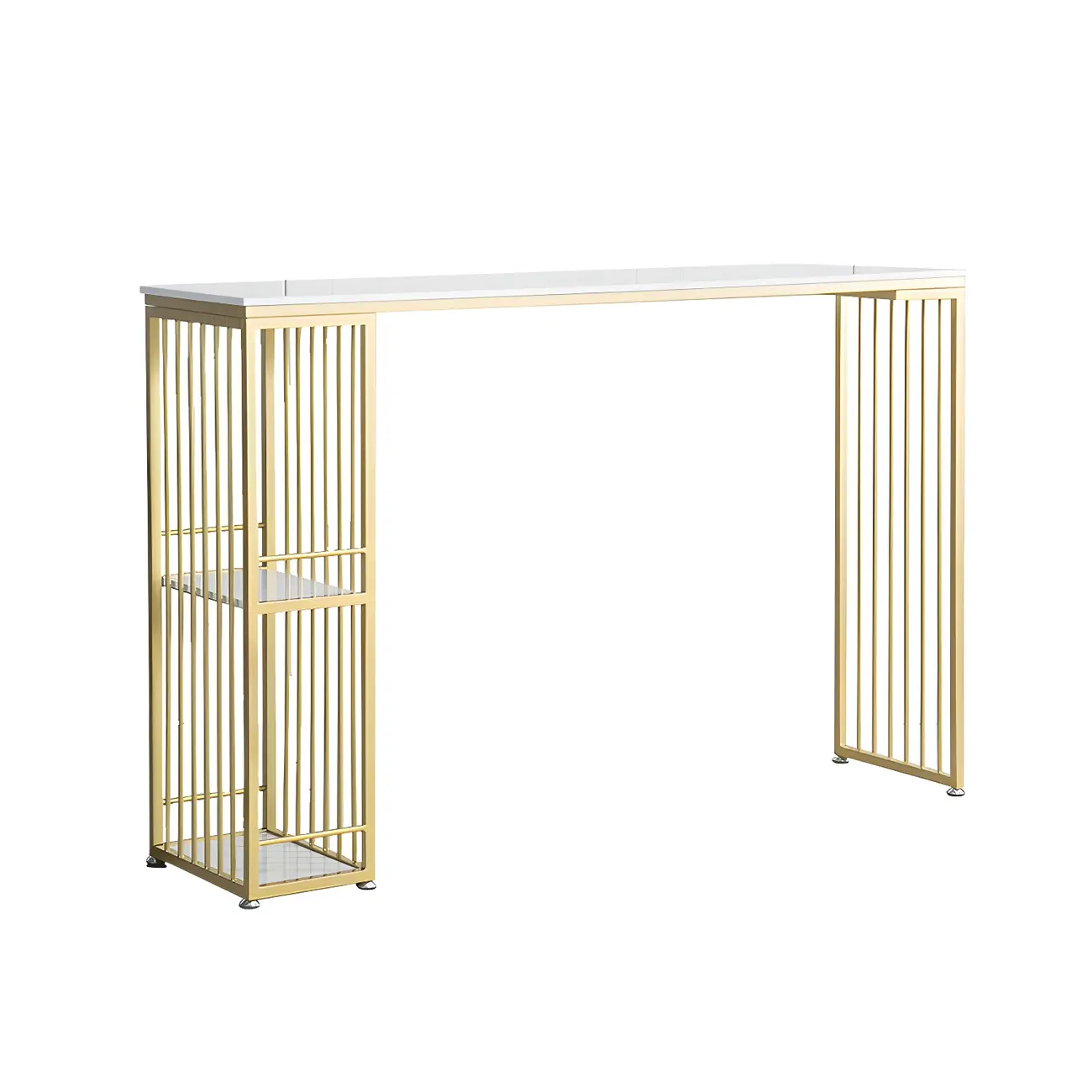 Modern White Bar Height Table Spacious Storage for Dining