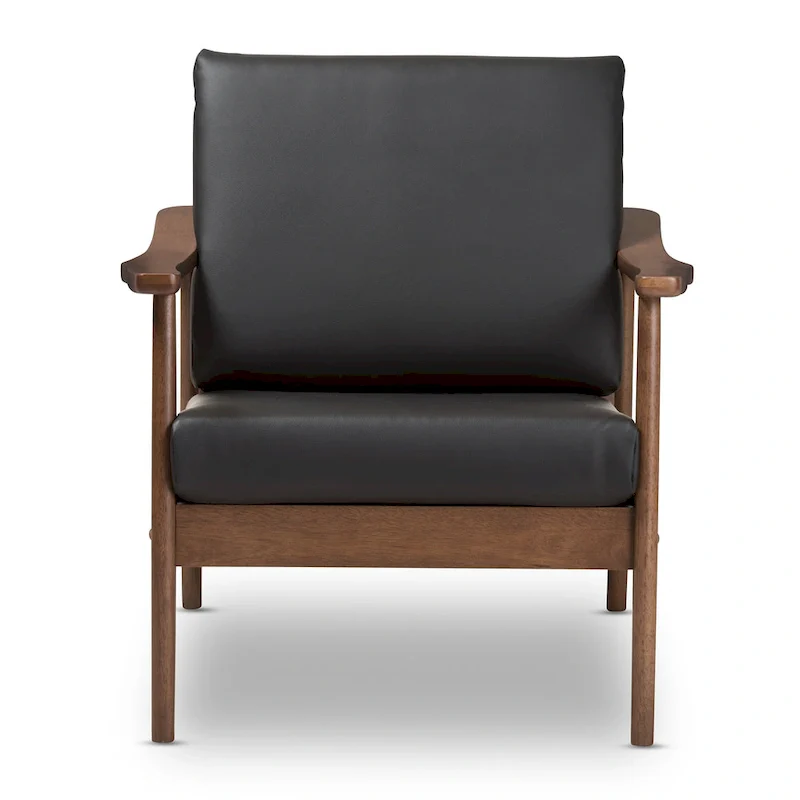 Mid-Century Lounge Chair with Solid Wood Legs and Upholstered Seat
