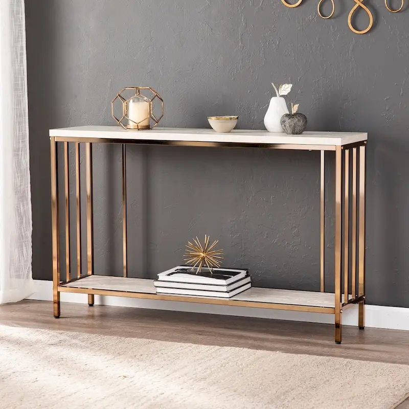 Ham Faux Stone Console Table