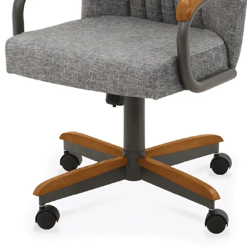 Chromcraft Douglas Caster Dining Chairs in Chestnut, Gray Finish (Set of 2)