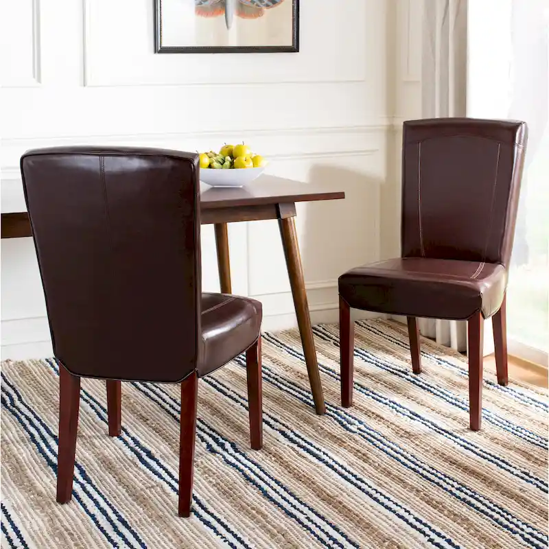SAFAVIEH Suzie Parsons Brown Marbled Leather Dining Chair (Set of 2) - 20.3 x 24.8 x 39.4 - 20Wx25Dx39H