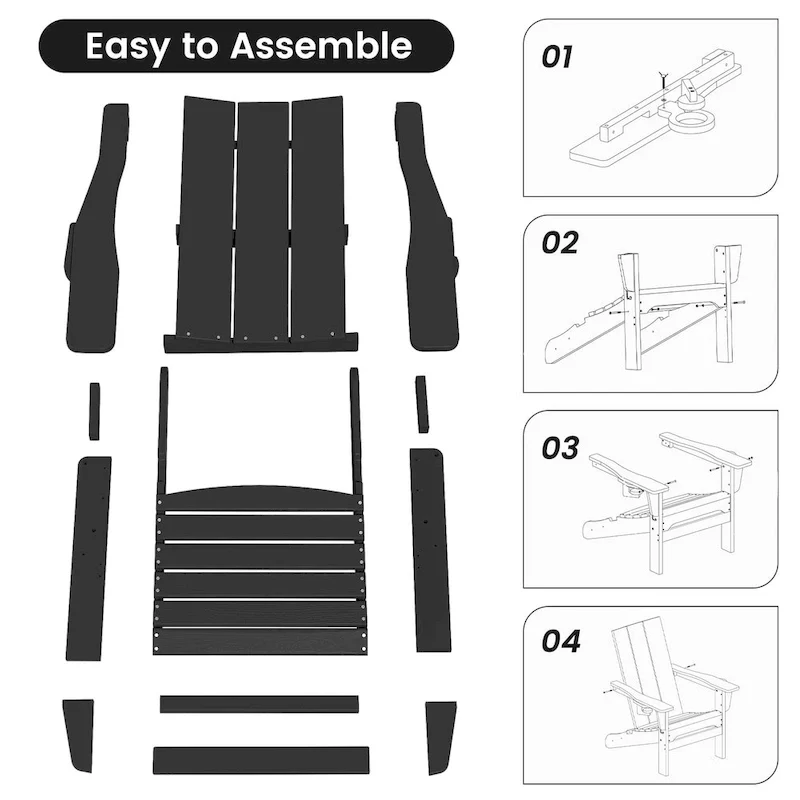 HDPE Modern All weather Adirondack Chairs with Cup-holders