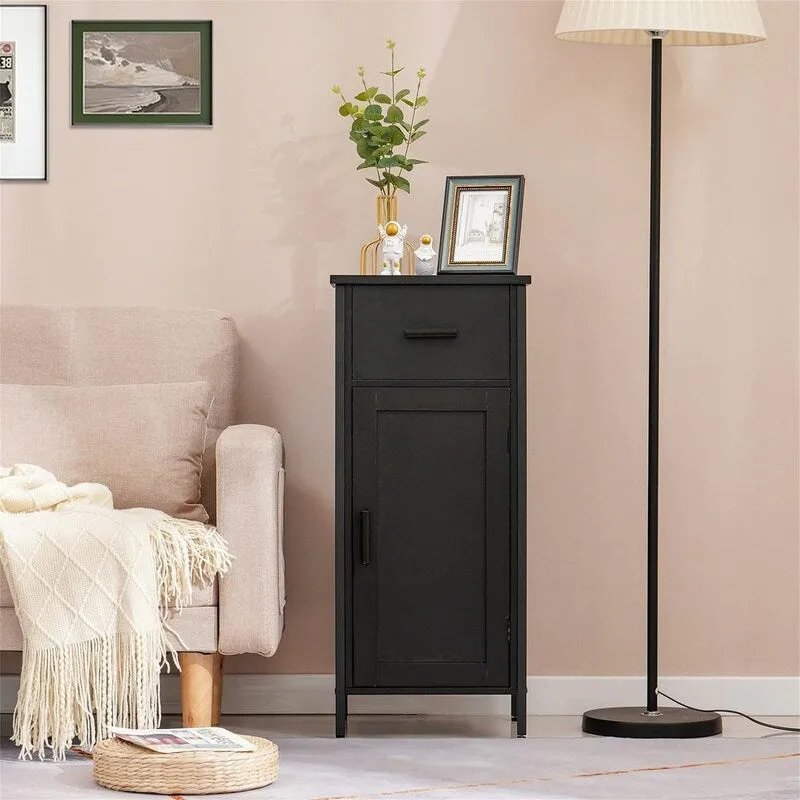 Narrow Floor Storage Cabinet with 1 Door and 1 Drawer - 11.8D x 13.8W x 31.5H