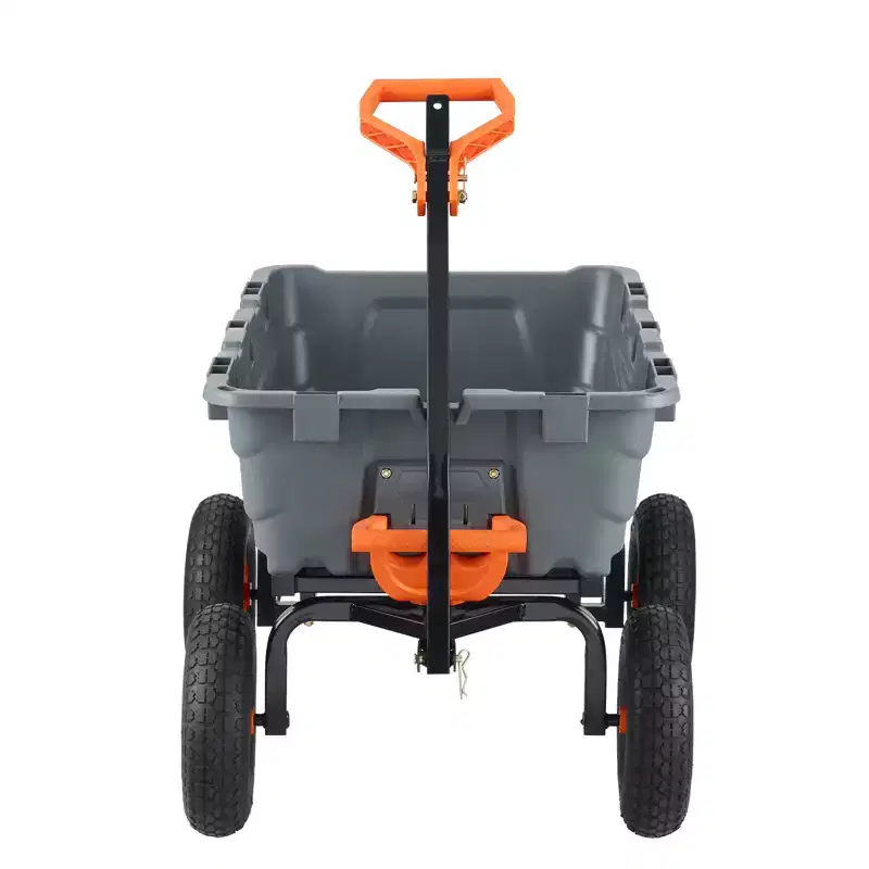 Poly Garden Dump Cart with Easy Assemble Steel Frame, 2-in-1 Convertible Handle, 6.48 cu. ft. Load Capacity, 1200 lbs Capacity, 13 inch Tires