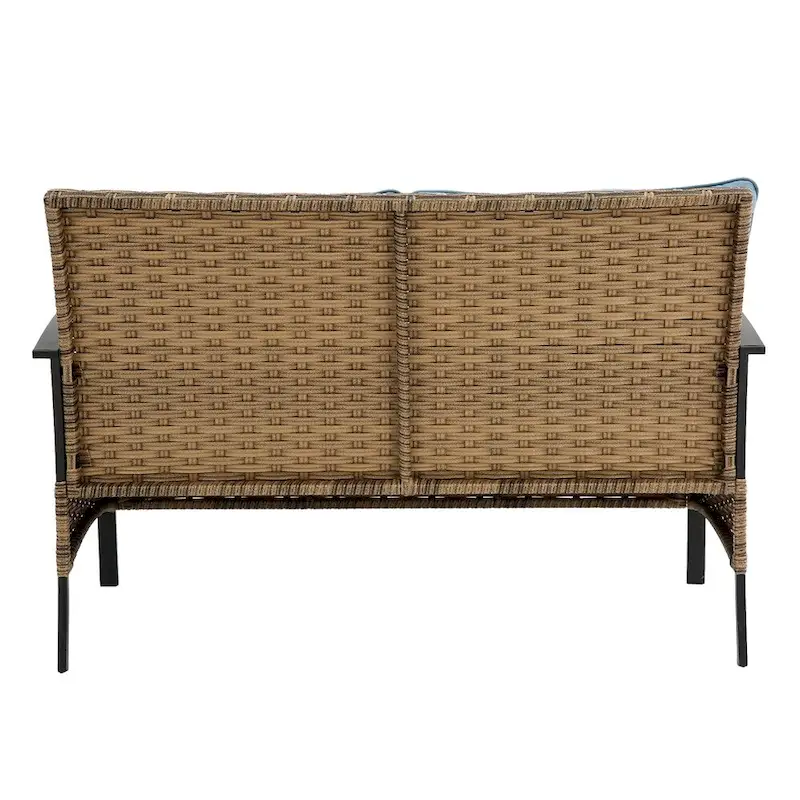 Patio 4 Piece Sectional Low Dining Conversation Sofa Set w/ Cushion