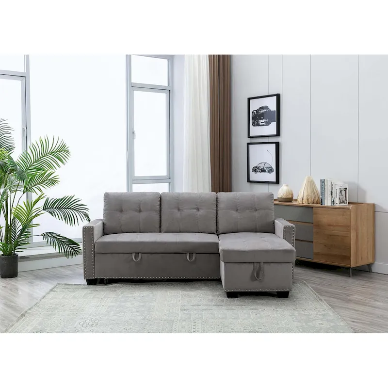 Classic and Cozy L-shape Pull-out Sleeper Sectional Sofa