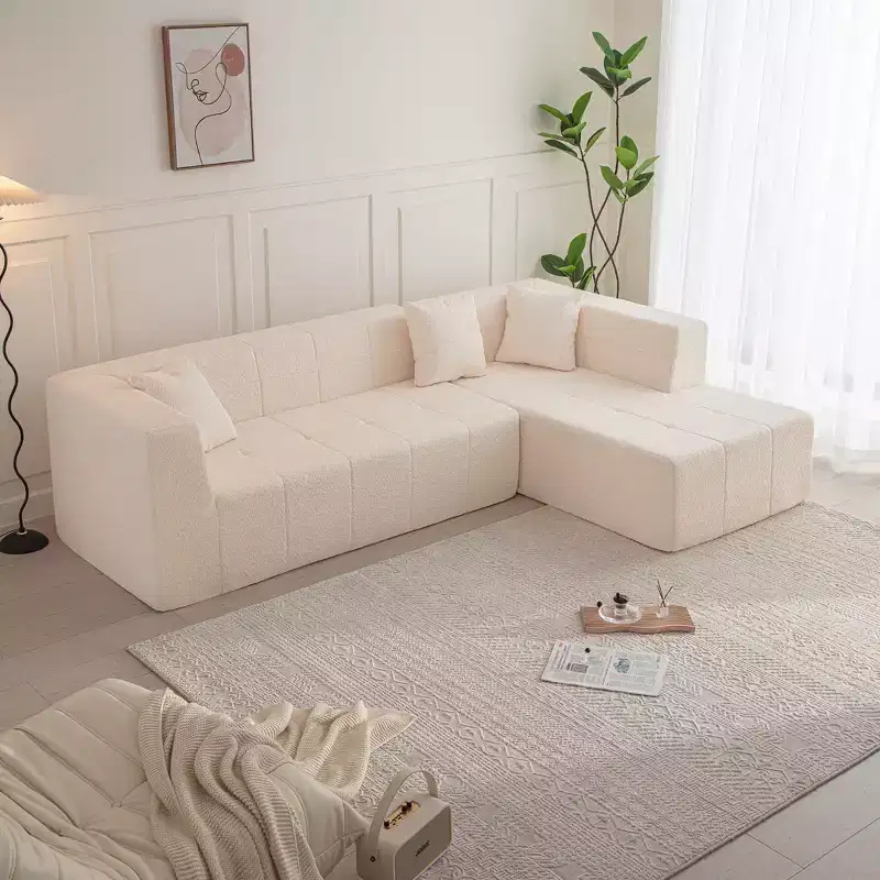 105.5W Modular L-Shaped Sectional Floor Couch, Deep Seat Tufted Comfy Sofa with Chaise for Living Room - ModernLuxe