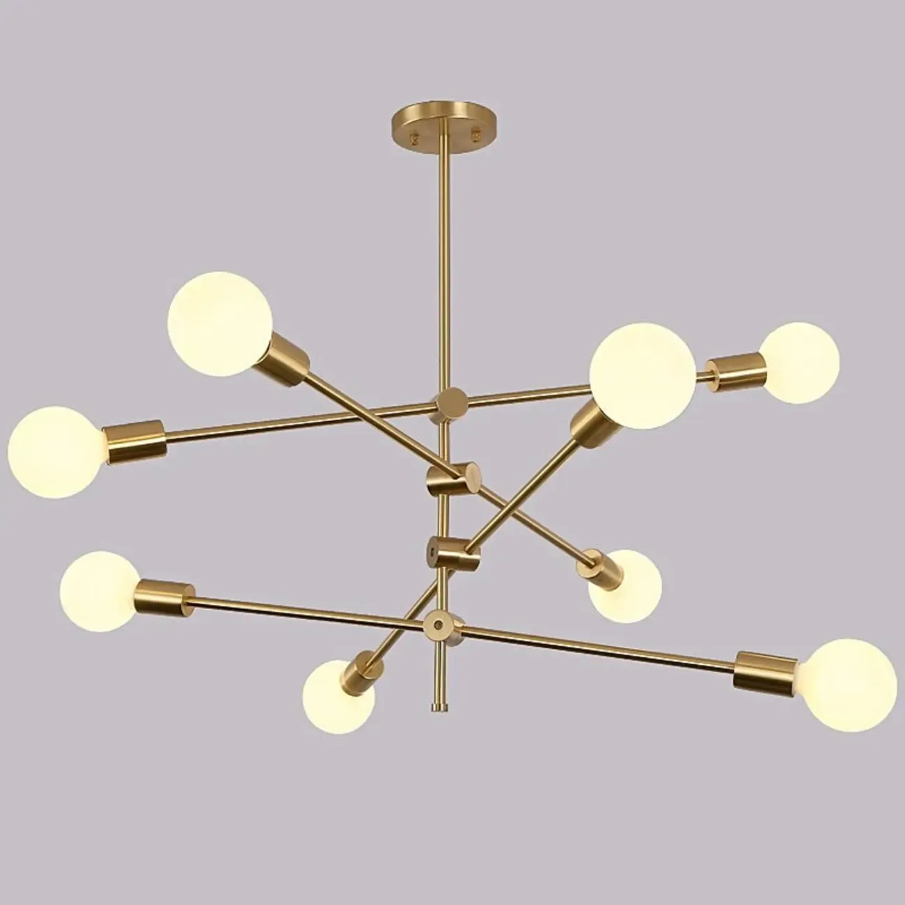 Gold Metal Modern 6 Lights Sputnik Chandelier