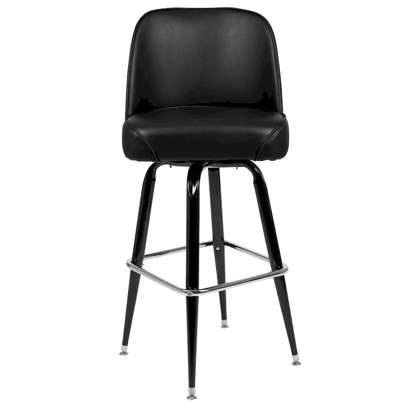 2 Pack Metal Barstool with Swivel Vinyl Upholstered Bucket Seat and Footrest - 18.5D x 18.5W x 42.5H