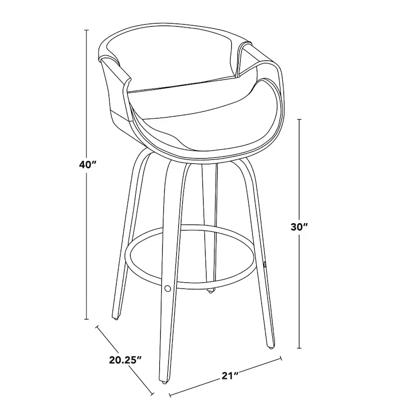 Carson Carrington Sauda 30 Fixed-Height Bar Stool with Bent Wood Legs and Round Footrest (Set of 2)