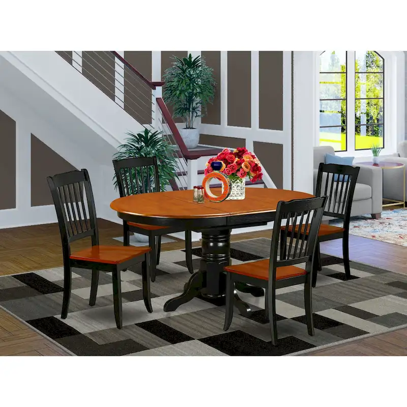 East West Furniture Dining Table Set- an Oval Kitchen Table and Kitchen Chairs, 42x60 Inch, Black & Cherry(Pieces Options)