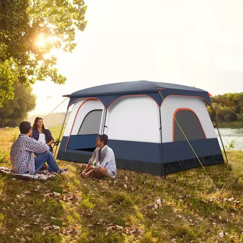 Costway 8-Person Camping Tent w/ Porch Large Family Cabin Tent w/ 2 Rooms 2 Doors
