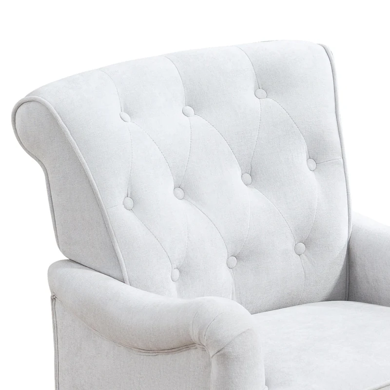 Chenille Fabric Accent Chair with Retro Wooden Legs, High-Density Foam and Spring Cushion, and 300 lbs Weight Capacity