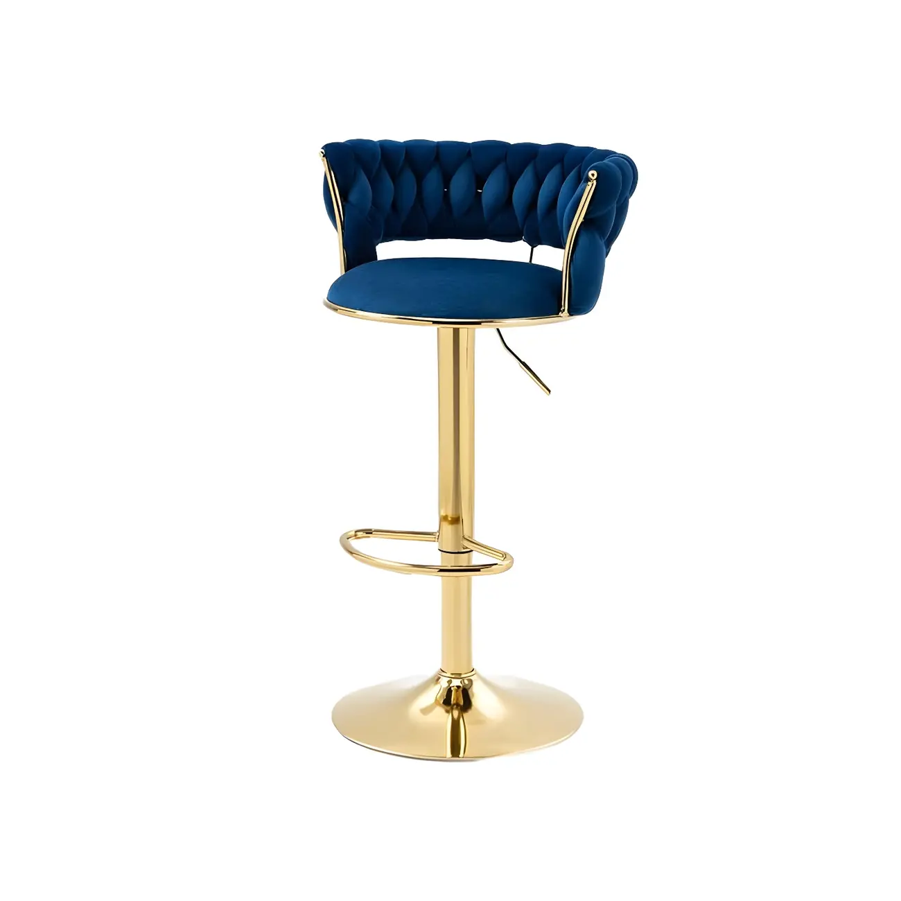 Gold Base Low Back Adjustable Swivel Bar Stool