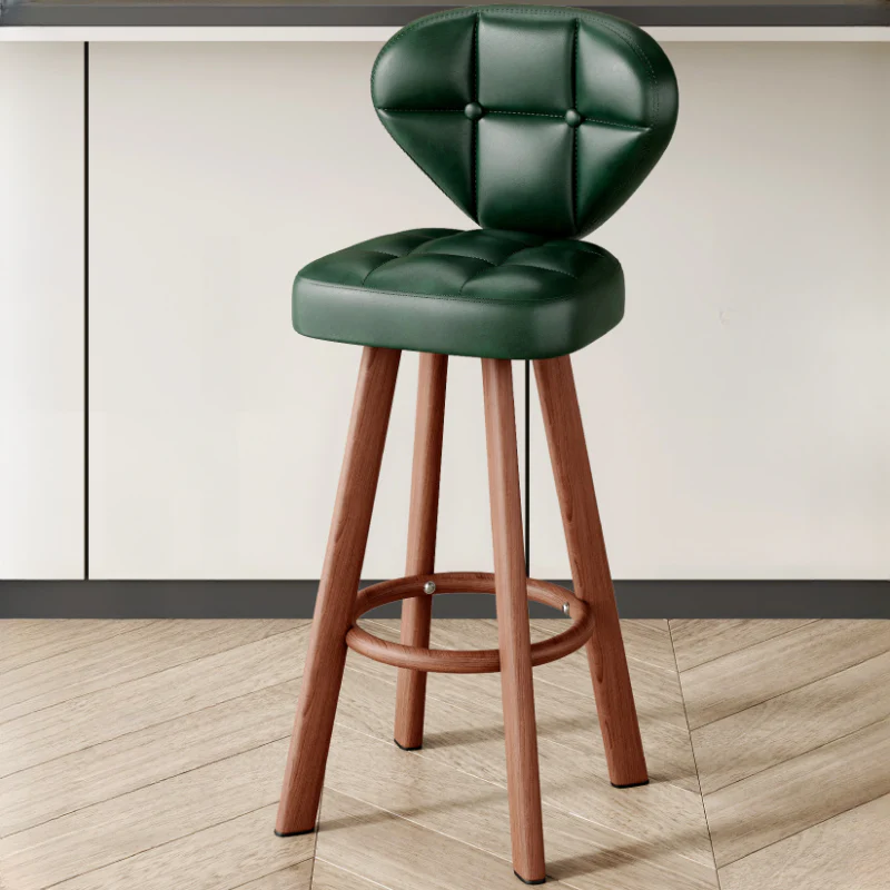 Modern Tufted Counter Height Bar Stools with Metal Footrest