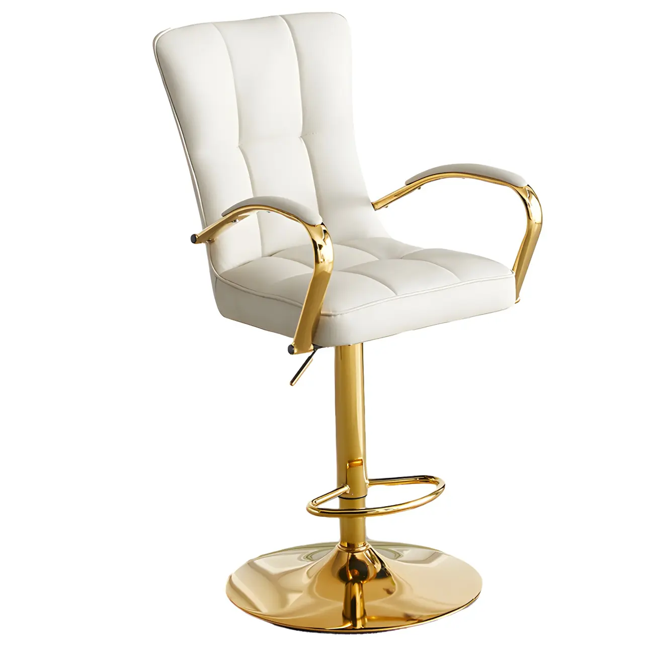 Glam Leather Adjustable Bar Stools with High Back