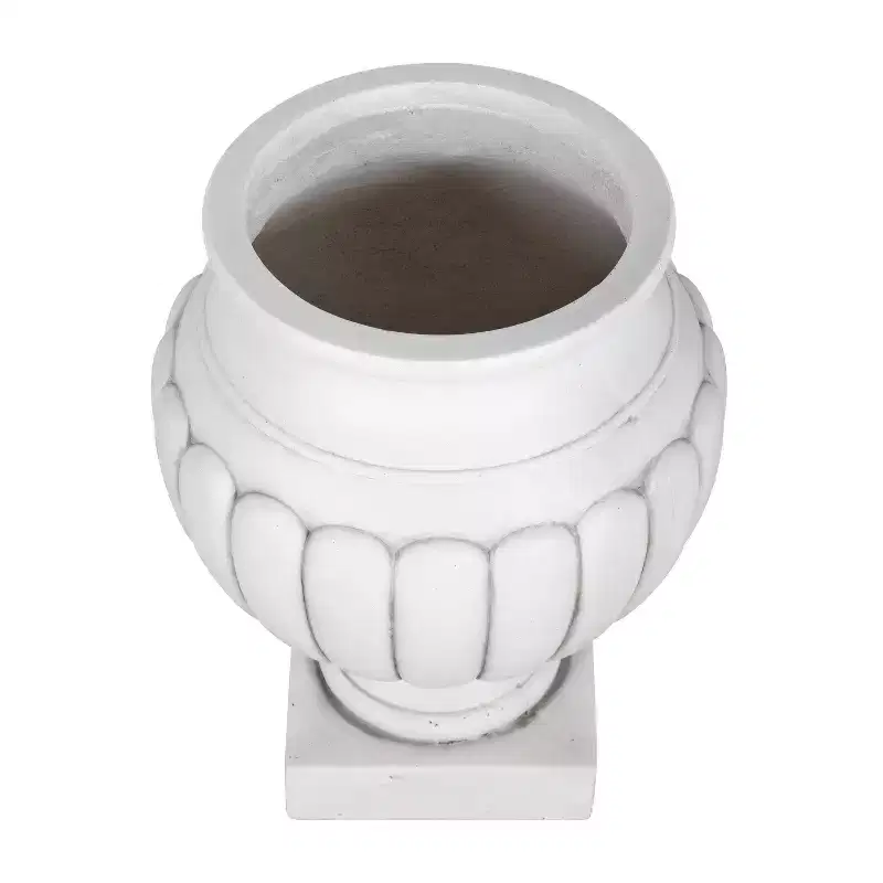 Christopher Knight Home Maeron Classical Patio Scalloped Lightweight Concrete Pedestal Urn Planter