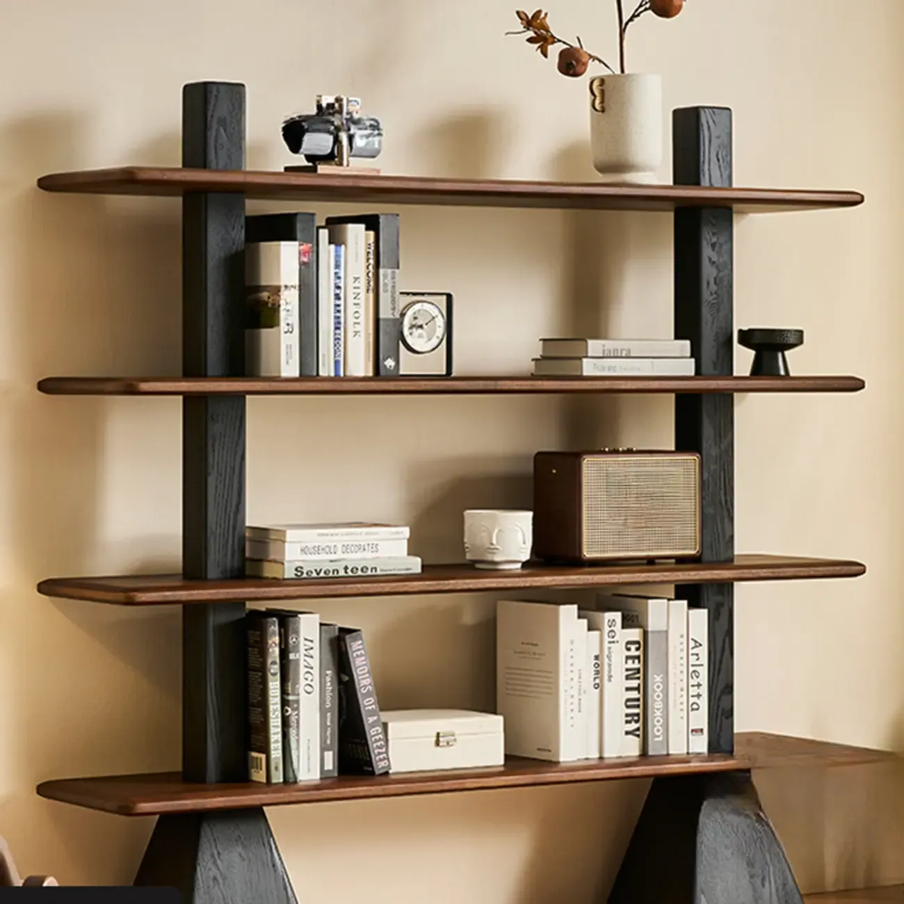 Elegant Ash Wood Open Back Display Vertical Bookcase