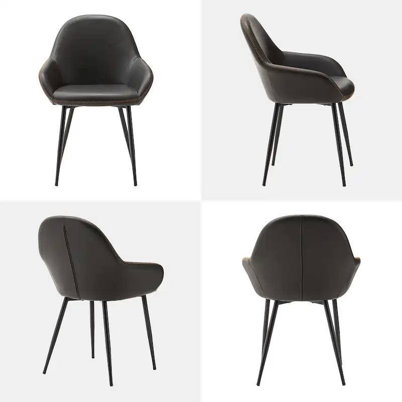 Glitzhome Set of 2/4/6 Mid-Century Modern Faux Leather Accent Dining Chairs