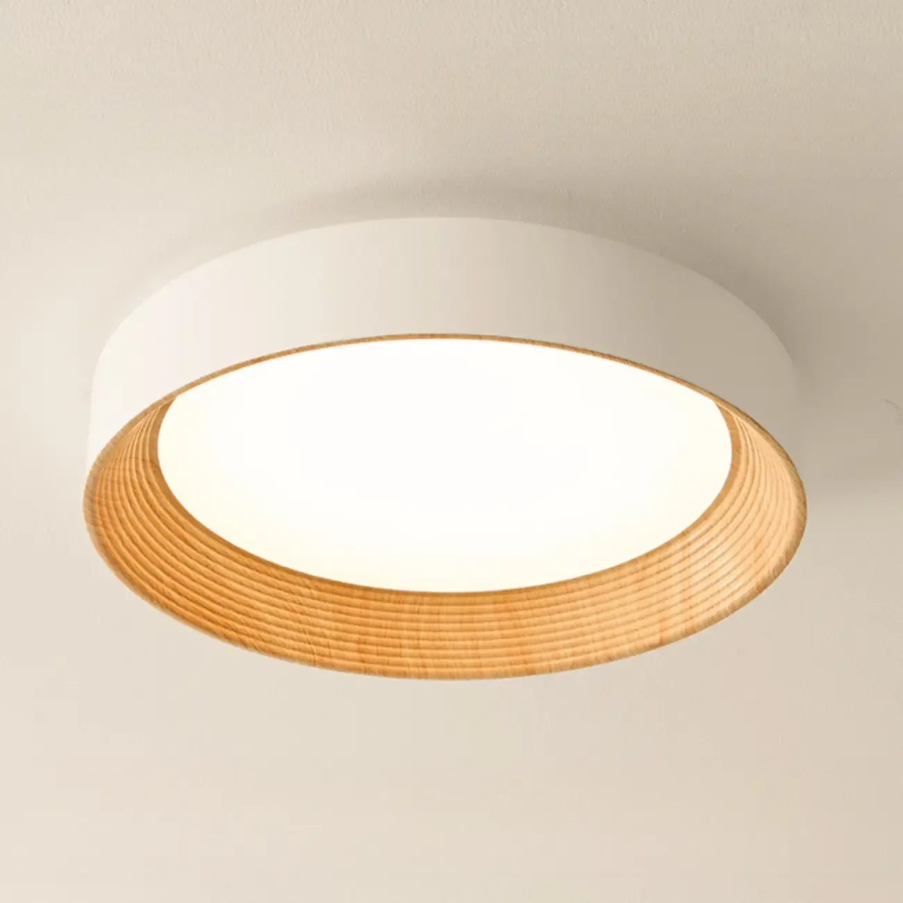 Walnut Round Flush Mount Ceiling Light