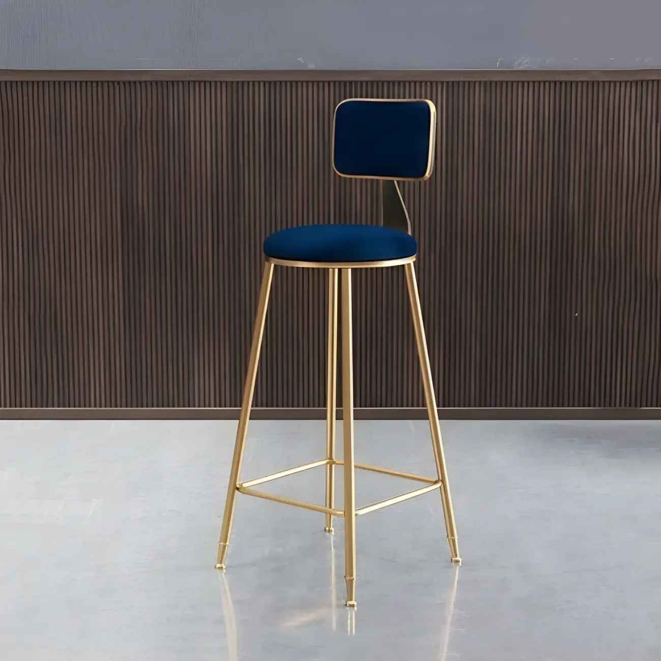 Round Velvet Upholstered Counter Bar Stools