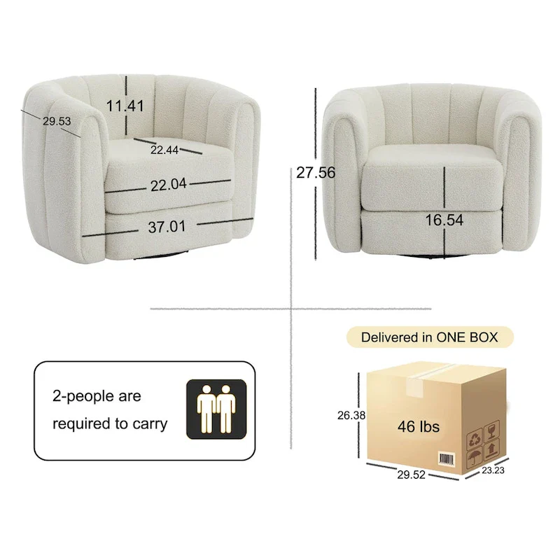 Swivel Teddy Accent Barrel Chair