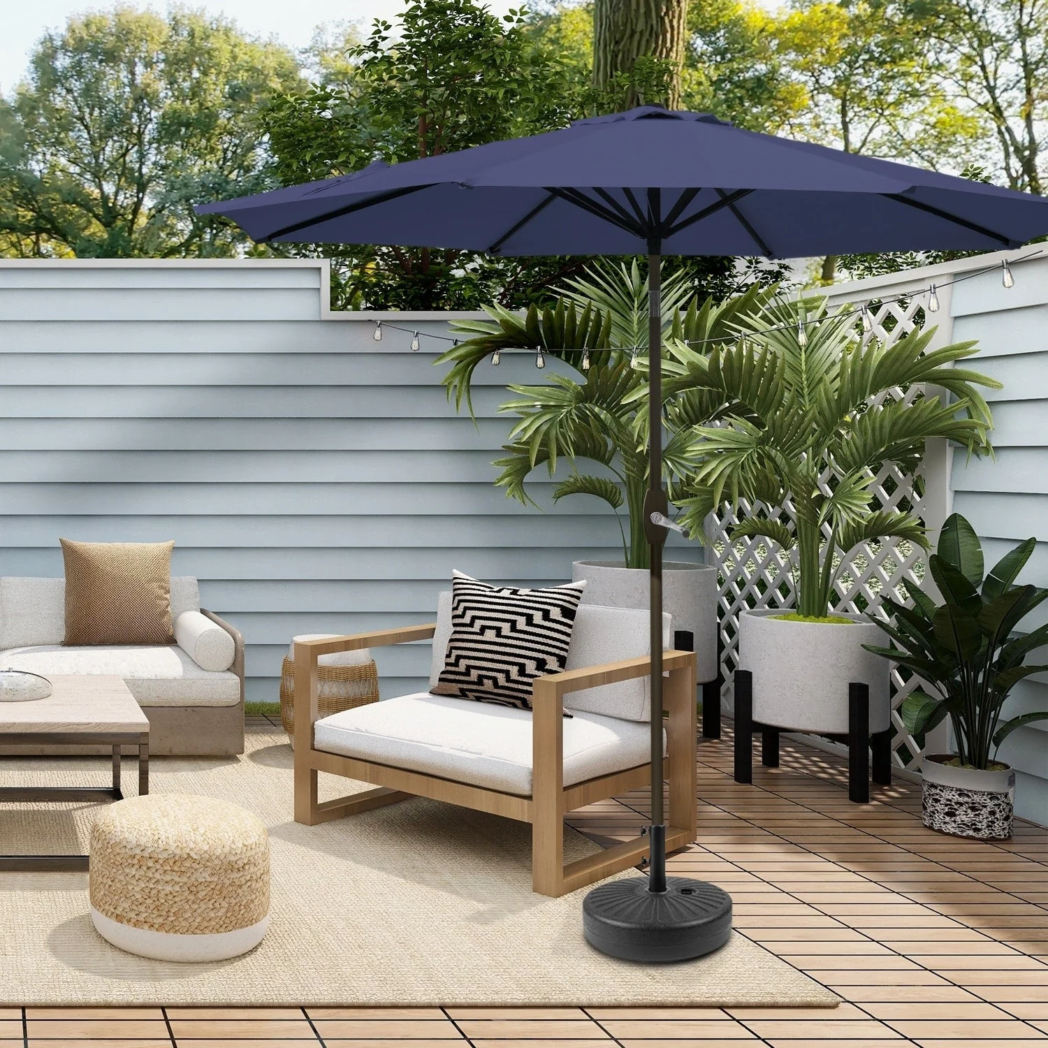 Holme 9-foot Patio Umbrella and Base Stand