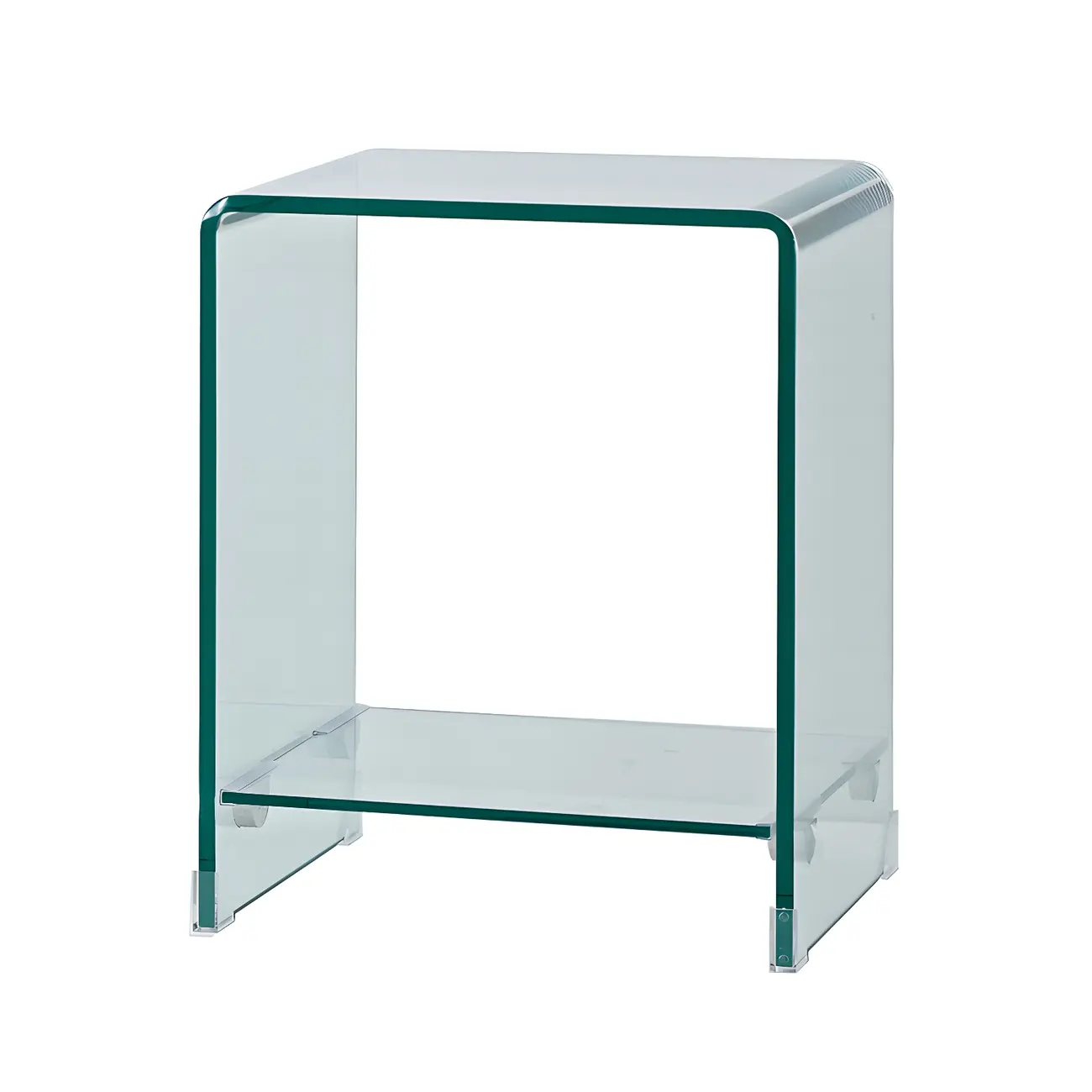 Stylish Clear Glass Nightstand with Open Shelf