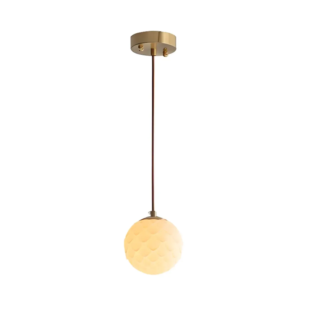 Modern Gold Metal Ribbed White Ceramic Pendant Light