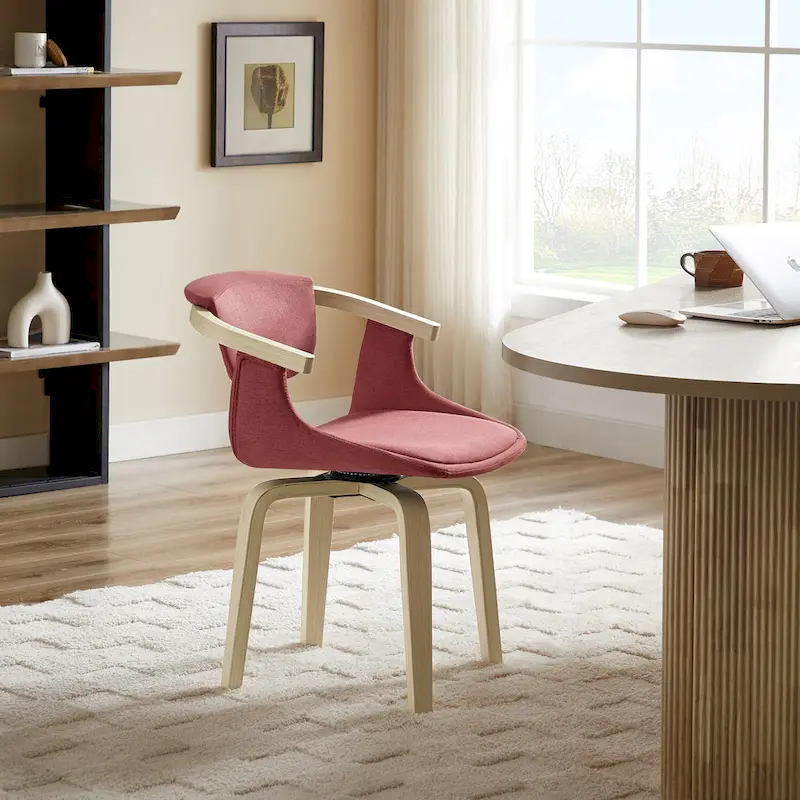 Art Leon Swivel Upholstered and Wood Accent Chair