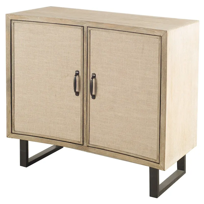 Bellefontaine Natural Fir Veneer & Fabric w/ Graphite Frame & 2 Doors Accent Cabinet