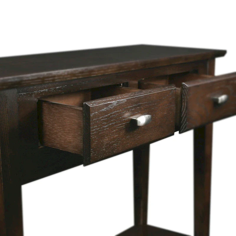 Solid Ash Wood Console Table with 2 Drawers & Open Shelf – 2 Finishes