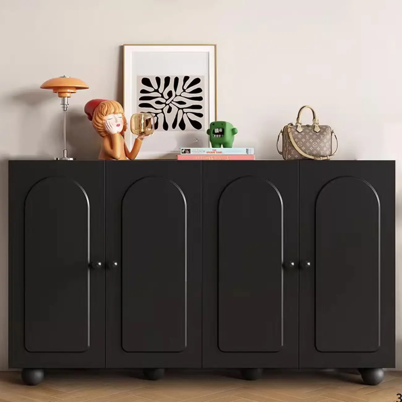 Chic Adjustable Shelves Wood Shoe Cabinet in White/Black