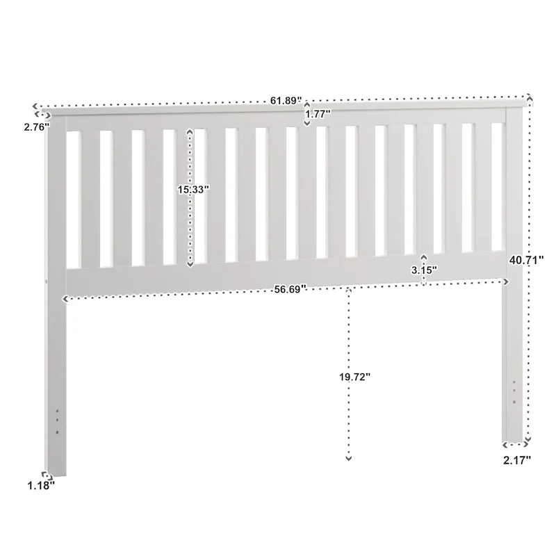 White Slatted Wooden Headboard
