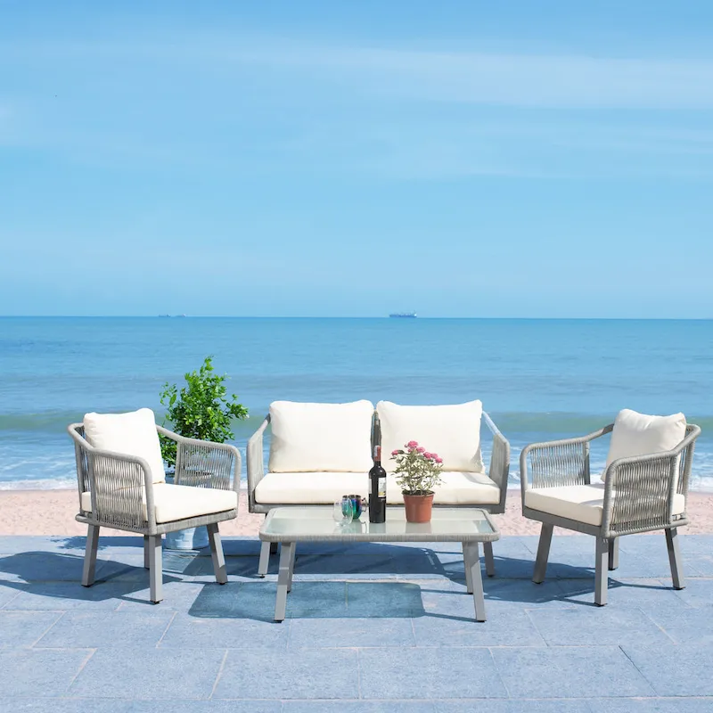 SAFAVIEH Outdoor Living Torsla 4-Piece Rope Patio Set - 52W x 26D x 30H