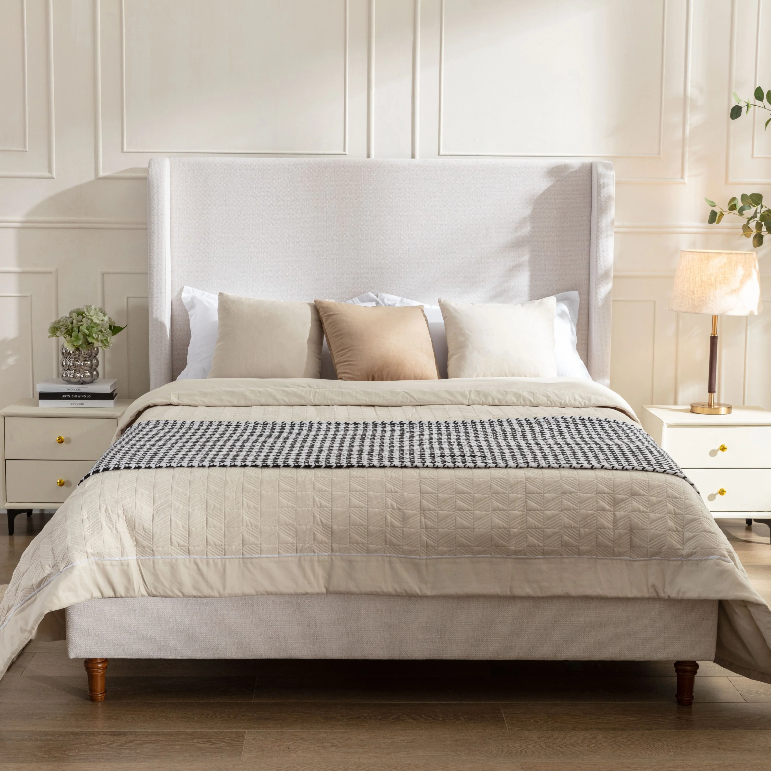 Walker Edison | Harper Tall 54 Headboard Upholstered Queen Bed