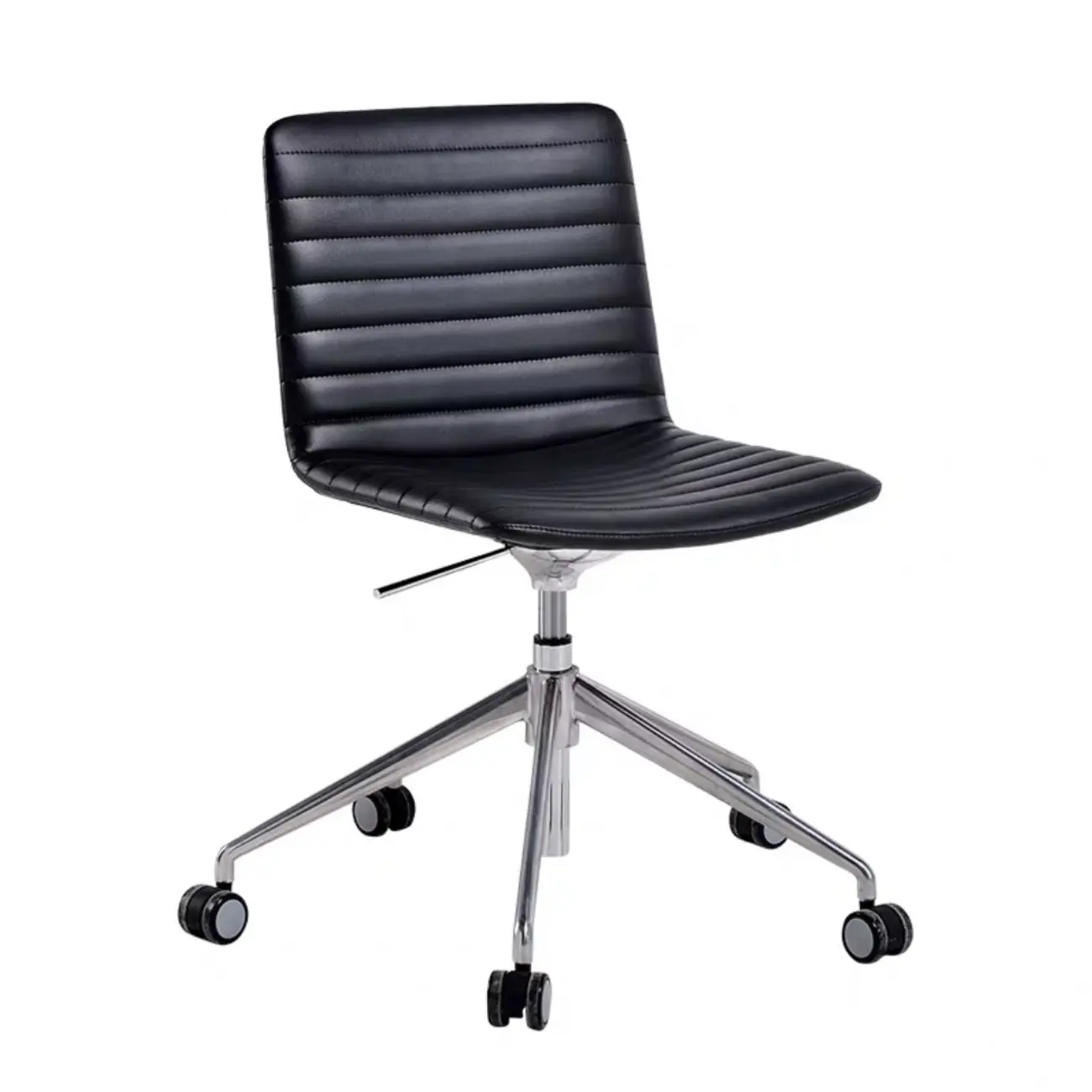 Modern Black Leather Metal Adjustable Swivel Office Chair