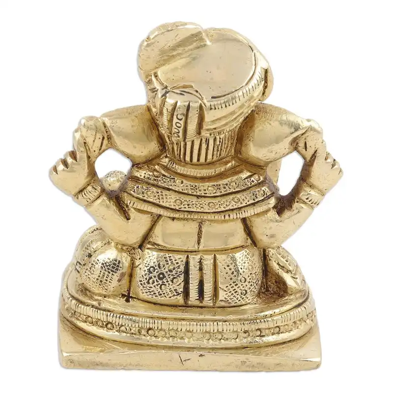 Novica Handmade Golden Ganesha Brass Statuette