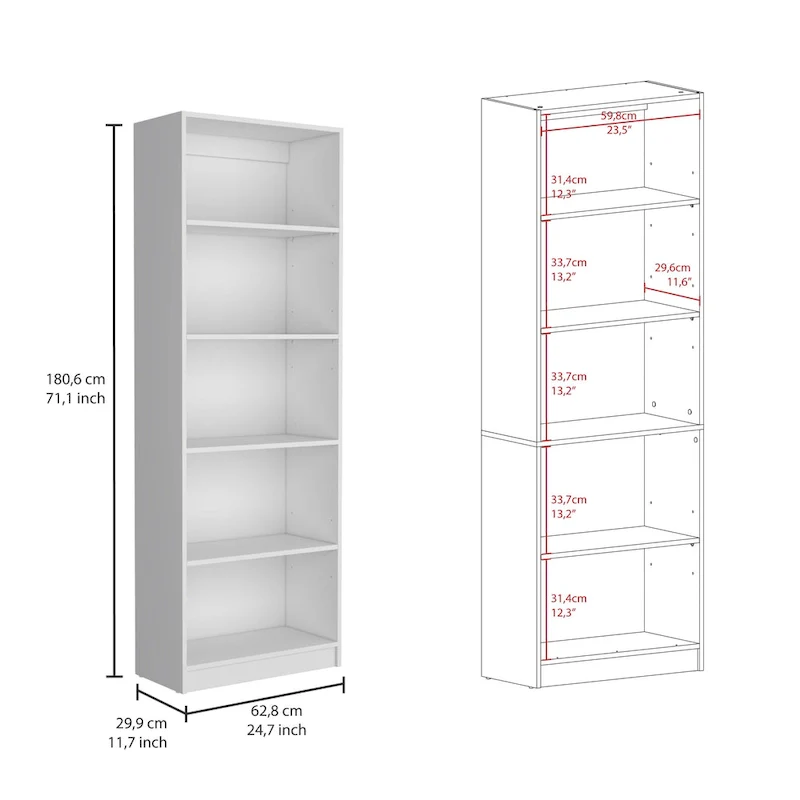2-Piece Bookcase Set – Wide 5-Shelf and Narrow 4-Shelf