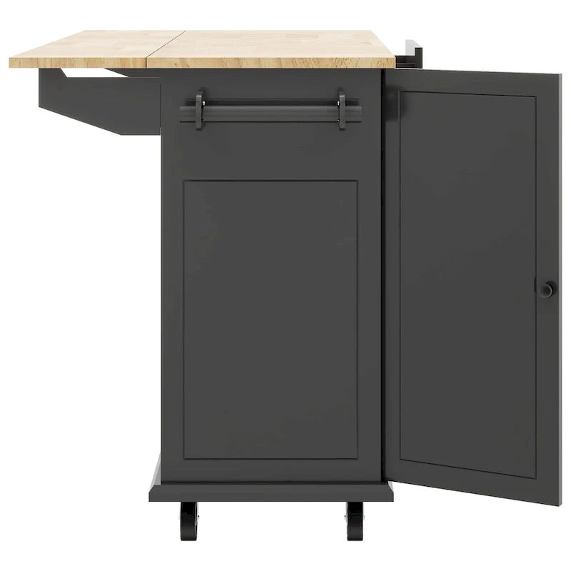Kitchen Island with Drop Leaf,with Spice Rack, Towel Rack