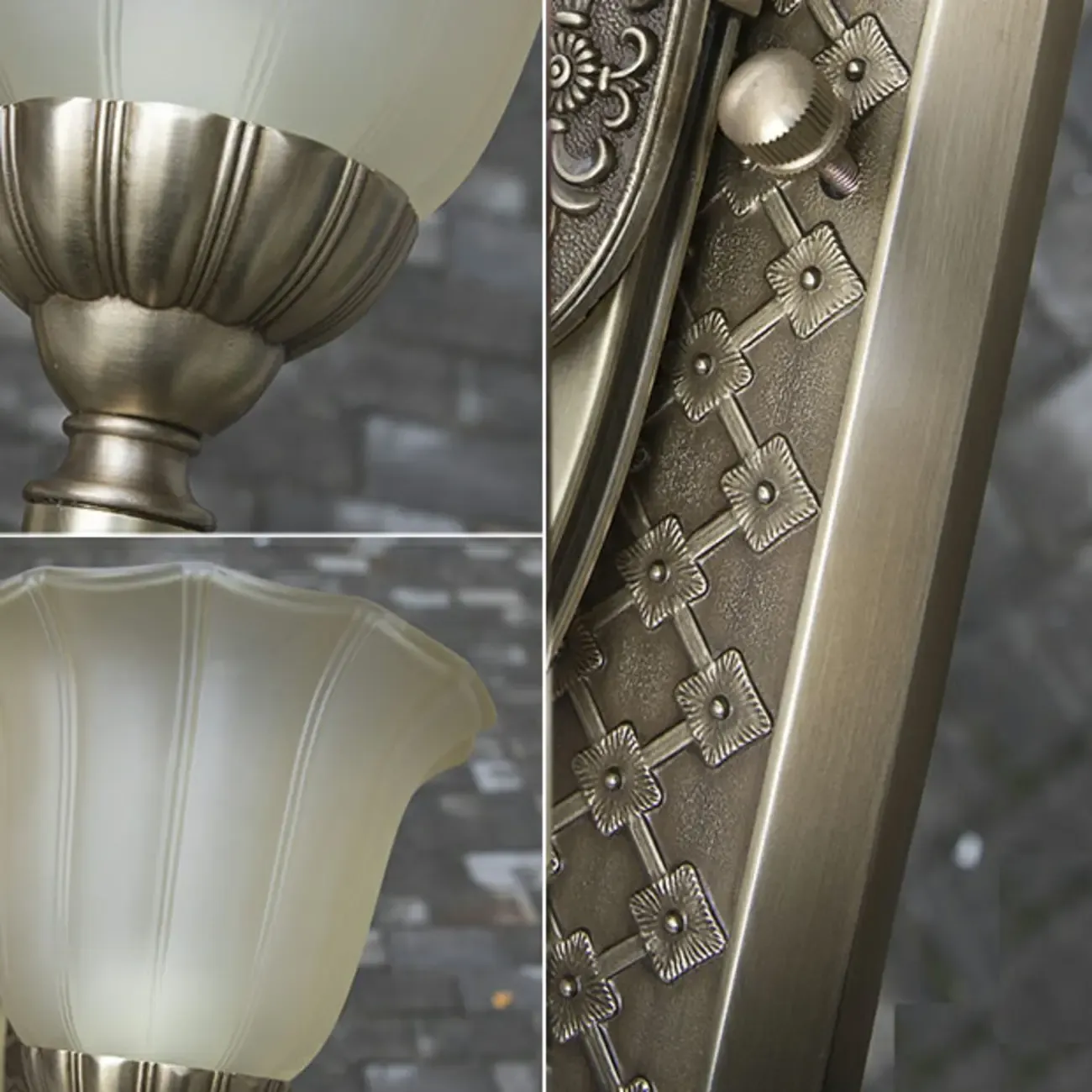 Retro Gold Frame Wall Sconce Lamp with Crystal Pendant