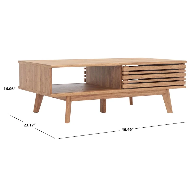 SAFAVIEH Ameetha Mid-Century 1-Shelf Walnut Coffee Table - 46 W x 23 D x 16 H - 46Wx23Dx16H
