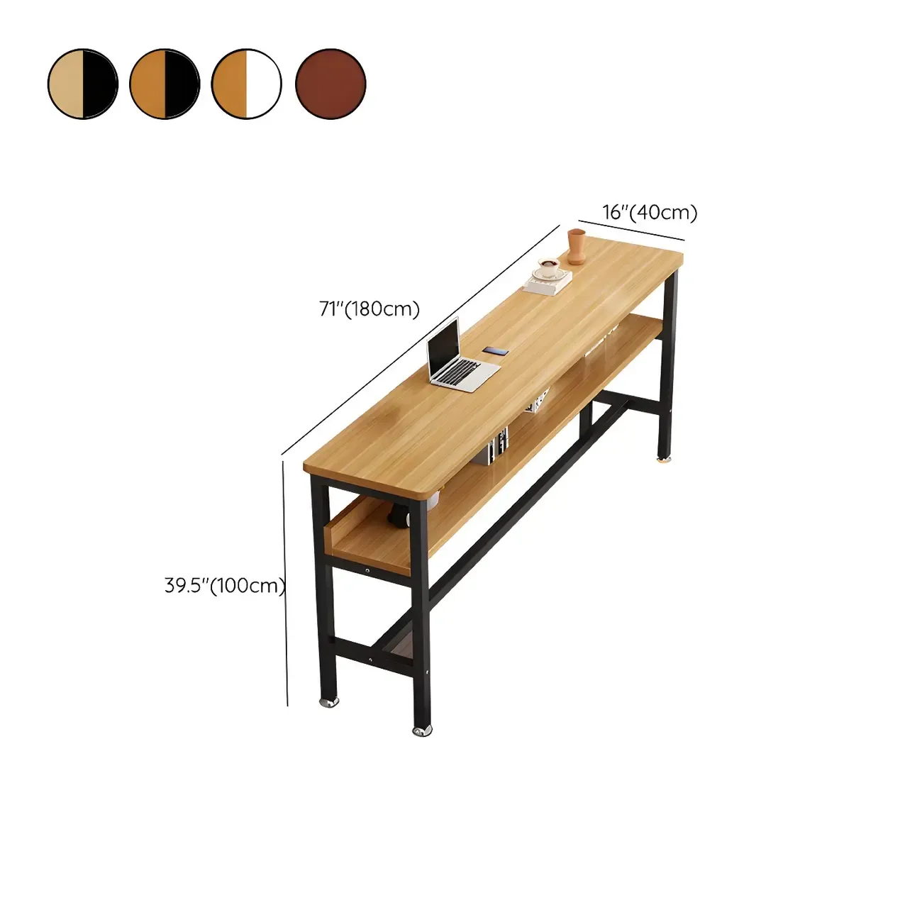 Modern Wooden Metal Base Shelf Bar Table with Footrest