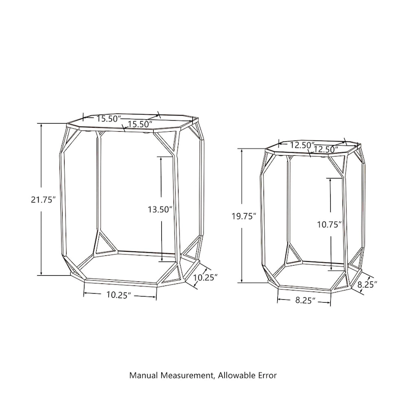 Glitzhome Set of 2 Glam Glass Modern Side Table Sofa Table