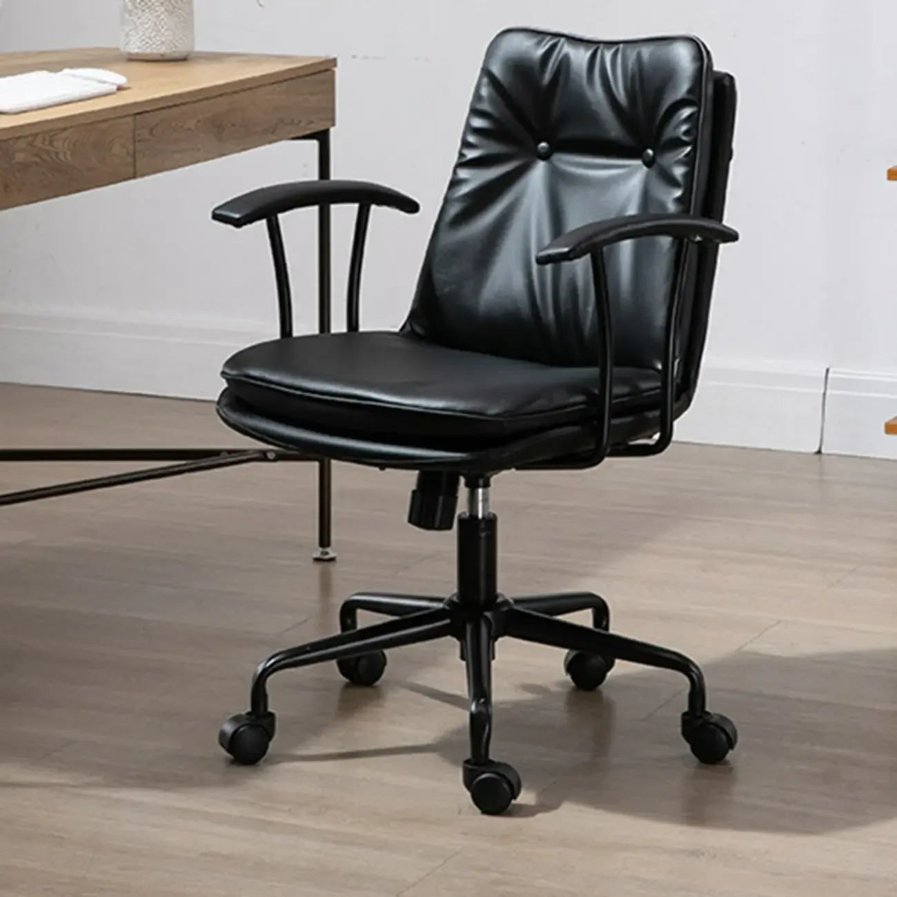 Modern Army Green Leather Adjustable Swivel Office Chair