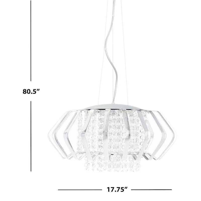 SAFAVIEH Lighting Rejane Pendant - 17.8 x17.8 x9.25-80.5  - Blue Crackle - 18Wx18Dx81H