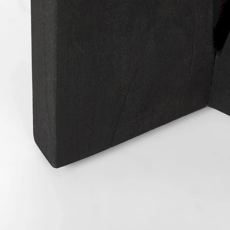 Mattius Black Solid Wood Round Accent Table - 18L x 18W x 22H