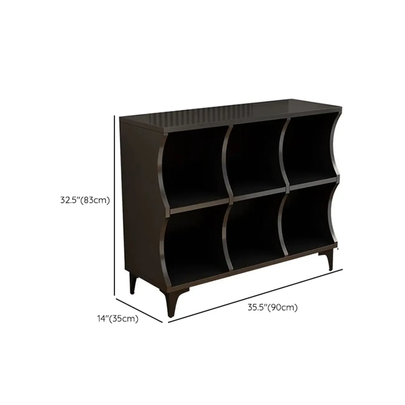 Modern Black Wooden 2-Tier Modular Cube Bookcase